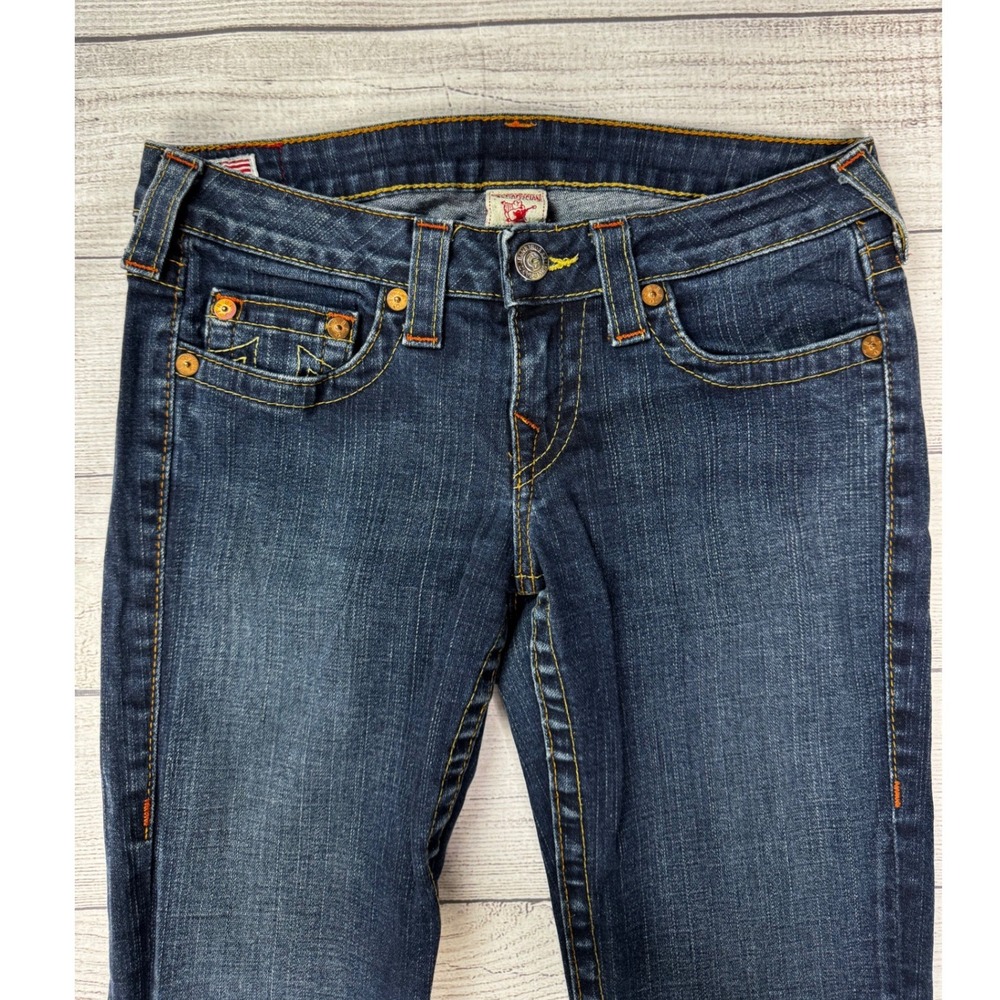 True Religion Womens Low Rise Bootcut Jeans Dark Wash Blue Size 29 Made in USA - Picture 4 of 11